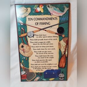 Ten Commandments Of Fishing Vtg 1996 Abbey Press Wall Hanging